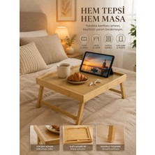 Homy Katlanır Ayaklı Bambu Yatak Keyif Tepsi Masa Portatif