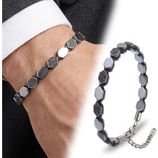 Fm 💎 Premium Zirkon Taşlı Ayarlanabilir Hematit Çelik Bileklik 31832B16D1