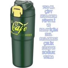 Vagonlife 750 ml Matara Çift Kullanım Pipetli ve Kolay Içim 316L Paslanmaz Çelik