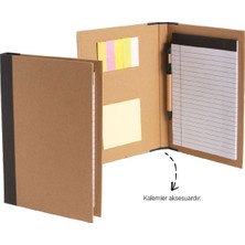 Sedef Silver Geri Dönüşümlü Notluk Seti - Renkli Yapışkanlı Not Kağıtları ve Beyaz Not Defteri 25X12,5 cm