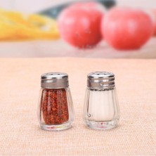 Kitchen Dream Yuvarlak Kapaklı Cam 2'li Tuzluk 20ML Mini Tek Kişilik Tuzluk-Karabiberlik Seti