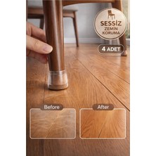 Kitchen Dream 4'lü Keçeli Şeffaf Silikon Sandalye Ayak Koruyucu Sürtünme Gıcırtı Önleyici Sandalye Ayak Çorabı