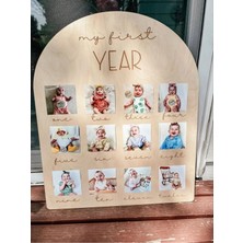 My Kids Room Kişiye Özel Doğum Günü 12 Ay 3D Ahşap Fotoğraf Panosu Büyük Boy 50X40 cm