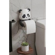 Kitchen Dream Panda Figürlü Dekoratif Tuvalet Kağıdı Askısı Banyo Aksesuarı Yapışkanlı Delmesiz Kağıtlık