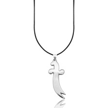 Oya Silver Iri Parlak Hz. Ali Zülfikar Kılıcı Gümüş Kolye Ucu 5.9x2.1cm [OYOT337]