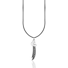 Oya Silver Hat Işlemeli Hz. Ali Zülfikar Gümüş Kolye Ucu 4.2x0.9cm [OYOT333]