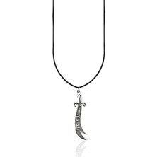 Oya Silver Ya Ali Yazılı Karartma Gümüş Zülfikar Kolye Ucu 4.7x1.1cm [OYOT339]