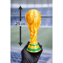 Pilovestik Dünya Kupası Dekoratif Maket Kupa 25 cm - Parlak Altın Sarısı Futbol Figürü