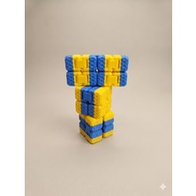 Pilovestik Katlaç Sonsuzluk Küpü 3D Stres Oyuncağı Fidget Toy - Mavi Sarı