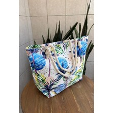 Ezmk Ev Gereçleri Kadın Plaj Çantası, Yumuşak Saplı Çanta, Astarlı ve Iç Cepli Plaj ÇANTASI,50X40 cm