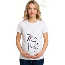 Venora Shop Hamile Özel Tasarım Baskı Pamuklu Penye Kumaş Tişört