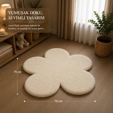 Wooly Life Peluş Halı Çiçek 70X100 Tavşan Tüyü Çocuk Odası Kapı Önü Koridor Paspas