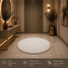 Wooly Life 100 cm Oval Peluş Halı Tavşan Tüyü Premium