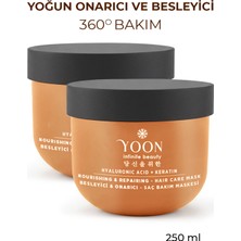 Yoon 2'li Saç Bakım Maskesi 360° Yoğun Onarıcı Hyaluronik Asit ve Keratinli Saç Maskesi 2 Adet x 250ML