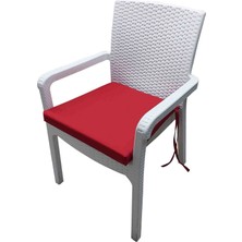 Ayzen Home 4 Adet kırmızı Rattan Sandalye Minderi Bağcıklı 45X45 Kare Su Itici Leke Tutmaz Uzun Ömürlü Kumastan