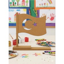 My Kids Room Boyanabilir Ahşap Türk Bayrağı Standı - Milli Bayramlar Etkinlik Seti 1 Adet
