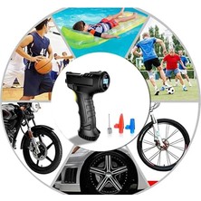 120W Kablosuz Hava Kompresörü Araç Motorsiklet Bisiklet Top Araba Lastik Pompası - USB - LED Işıklı