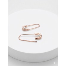 Marem Kadın Rose Gold Renk Inci Detaylı Güvenli Iğne Tasarım Küpe Minimal Şık Model