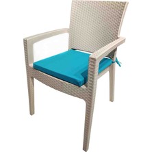 Ayzen Home 4 Adet Rattan Sandalye Minderi Bağcıklı 45X45 Kare Su Itici Leke Tutmaz Uzun Ömürlü Kumastan