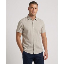 Cliento Pamuk Keten Armürlü Smart Casual Erkek Gömlek