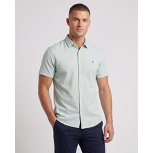 Cliento Pamuk Keten Armürlü Smart Casual Erkek Gömlek