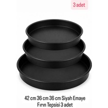 Becen House Emaye Kaplama Yuvarlak Sağlıklı Yapışma Yapmaz Fırın Tepsisi 36-36-42 cm 3 Adet