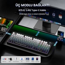 Aula F99 Pro 3 Modlu Rgb Hot Swap Mekanik Nimbus V3 Switch Kablosuz Makrolu Klavye Gradyan Gri