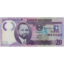 Banknoting Mozambik 20 Metıcaıs 2011 Aa Serisi Ilk Seri Polimer Çil.