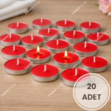 Lusora Design Tealight Mum - Pembe Küçük Yuvarlak Sevgililer Günü Yer ve Masa Mumu 20 Adet