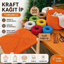 Mady Aksesuar Kraft Ip, Turuncu Renk, Çanta Sepet Örgü Ipi,  3mm 500 Gram