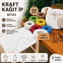 Mady Aksesuar Kraft Ip, Beyaz Renk, Çanta Sepet Örgü Ipi,  3mm 500 Gram