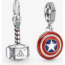 Lovecharm Marvel Thor'un Çekici ve Kaptan Amerika Kalkanı Charm Ikilisi