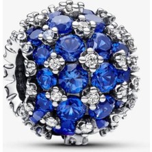 Lovecharm Işıltılı Pavé Yuvarlak Mavi Charm S925