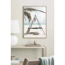 Muyika Design Duvar Tablosu Dekoratif Ahşap Çerçeveli Pamuk Otu ve Başak Desenli -50X70 cm Modern Duvar Aksesuarı