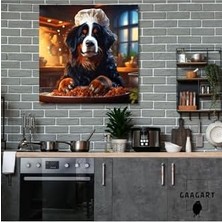 Kare Kanvas Mutfak Tablosu Aşçı Hayvanlar Bernese Mointain Köpek, 70 x 70