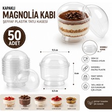Mçb Group 50 Adet Kapaklı Tatlı Kabı Magnolia Kasesi Şeffaf Plastik 200 cc Magnolya Kase