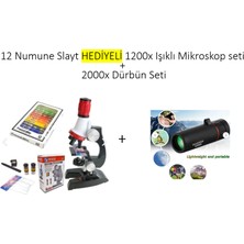 Elvinsa Çocuklar Için Başlangıç Seti 1200X Mikroskop Seti ve 2000X El Dürbünü Seti-(12 Örnek Slayt Hediye )