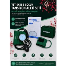 Honsun Manuel Tansiyon Aleti Seti Çocuk & Yetişkin Cırt Cırtlı ve Yapışkan Hortumlu ve Manşonlu + Stetoskoplu