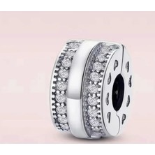 Lovecharm Pave Logo Minik Kalp Detaylı Gümüş Klips Charm
