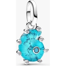 Lovecharm S925 Ayar Mavi Murano Camı Deniz Salyangozu Sallantılı Charm