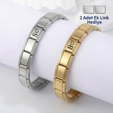 Steel Art Kuyumculuk Çelik Baş Harf Yazılı Charm Bileklik Çift Bilekliği Sevgili Bilekliği 2 Adet
