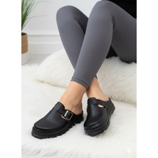 Uway Kadın Deri Önü Kapalı Ayarlanan Tokalı Comfort Rahat Kadın Esnek Hemşire Aşçı Sabo Günlük Ev Terlik