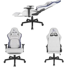 MC-8663B Typhoon Oyuncu Koltuğu Gri Mavi, Terletmez Kumaş, Yatabilen Sırt, Yükseklik Ayarlı Kol Desteği, Ergonomik Gaming Chair, 120-139 kg Taşıma Kapasitesi, 2 Yıl Garanti Dayanıklı