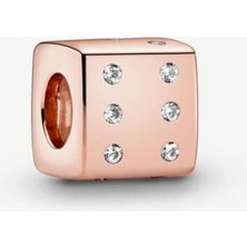 Lovecharm Köpüklü Rose Renk Zar Cazibesi S925 Ayar Gümüş Charm