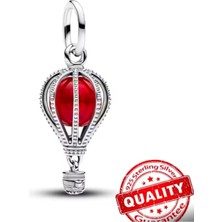 Lovecharm Sıcak Hava Balonu Murano Camı Kırmızı Sallantılı Gümüş Charm