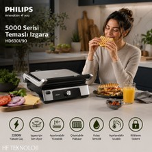 Philips 2200WATT Gücünde 5000 Serisi, Tam Açılır Izgara ve Tost Makinesi (HD6301/90)