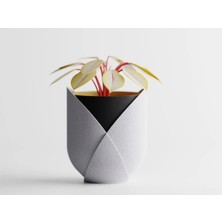 Elyndra Dekoratif Saksı - Beyaz Origami Modern Bitki Saksısı 10 cm