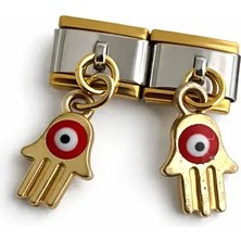 Lovecharm Nazar Boncuğu El (Hamsa) Figürlü Italyan Charm | Altın Renk Sallantılı Bileklik Ucu