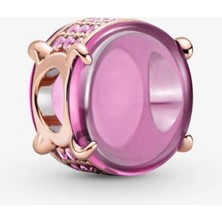 Lovecharm Pembe Oval Kabaşon Şeffaf Tarz Charm S 925 Ayar Gümüş