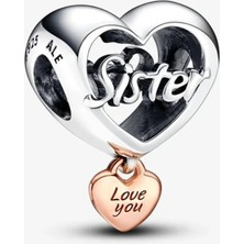 Lovecharm Seni Seviyorum Kız Kardeşim Kalp Charm S925 Gümüş